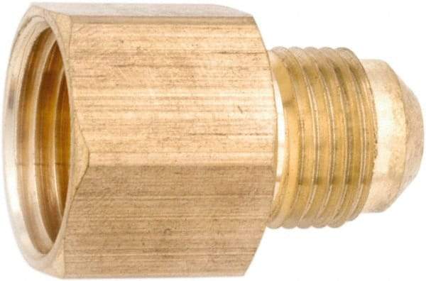 ANDERSON METALS - 1/4" Tube OD, 45° Lead Free Brass Flared Tube Female Connector - 3/8 NPT, Flare x FNPT Ends - Benchmark Tooling