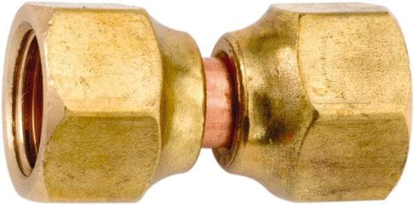 ANDERSON METALS - 1/2" Tube OD, 45° Lead Free Brass Flared Tube Swivel Connector - Flare x Flare Ends - Benchmark Tooling