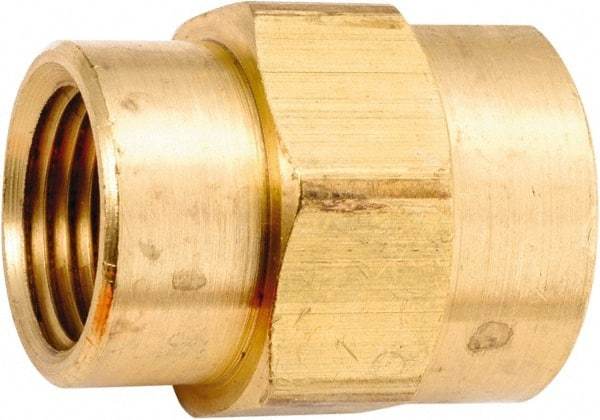 ANDERSON METALS - 3/8-18 x 1/4-18 Female Thread, Lead Free Brass Industrial Pipe Coupling - FNPT, 1,000 psi - Benchmark Tooling