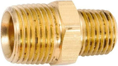 ANDERSON METALS - 3/8-18 x 1/4-18 Male Thread, Lead Free Brass Industrial Pipe Hex Nipple - MNPT, 1,000 psi - Benchmark Tooling