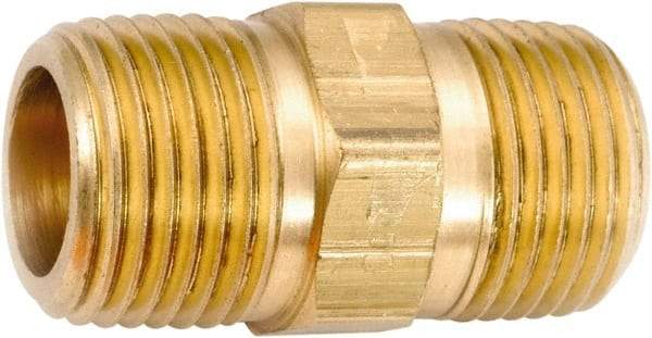 ANDERSON METALS - 1/2-14 Male Thread, Lead Free Brass Industrial Pipe Hex Nipple - MNPT, 1,000 psi - Benchmark Tooling