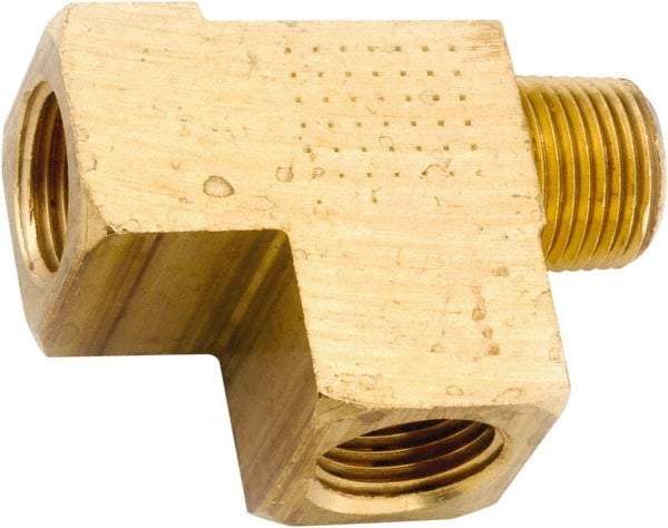 ANDERSON METALS - 1/4-18 Male Thread x 1/4-18 Female Thread, Lead Free Brass Industrial Pipe Street Tee - MNPT x FNPT, 1,000 psi - Benchmark Tooling