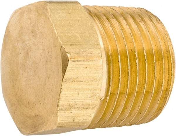 ANDERSON METALS - 1/2-14 Male Thread, Lead Free Brass Industrial Pipe Hex Head Plug - MNPT, 1,000 psi - Benchmark Tooling