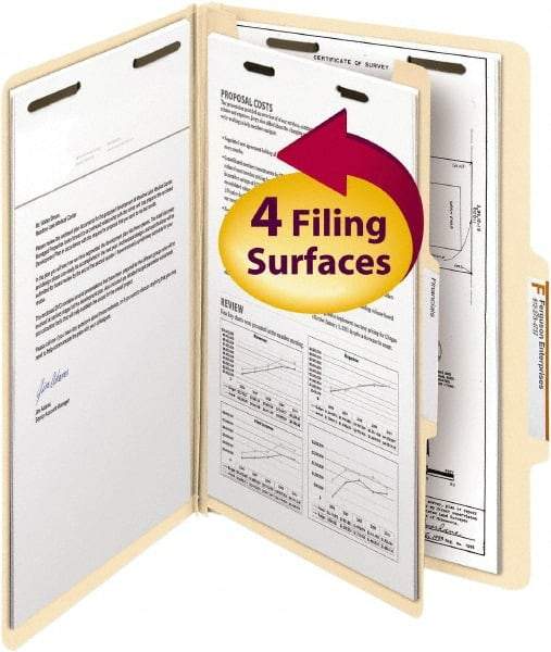 SMEAD - 8-1/2 x 14", Legal, Manila, Classification Folders with Top Tab Fastener - 18 Point Stock, 2/5 Tab Cut Location - Benchmark Tooling