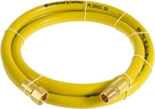 Continental ContiTech - 1/4" ID x 0.45" OD 25' Long Multipurpose Air Hose - MNPT x FNPT Ends, 300 Working psi, -10 to 158°F, 1/4" Fitting, Yellow - Benchmark Tooling
