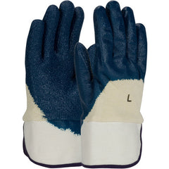 56-3145/L Coated Supported Gloves - ArmorGrip - Terry Cloth Palm - HW Rough Blue Nitrile Grip - SC - Exact Industrial Supply