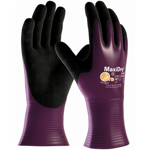 56-426/S Seamless Knits General Duty - MaxiDry by ATG - Drivers Style - Prpl./Black Nitrile Non-Slip - Exact Industrial Supply