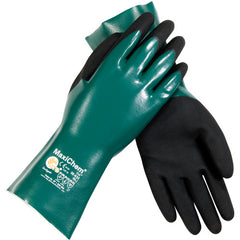 56-633/XL Gloves for Cut Protection - MaxiChem - EN3 Liner - Green/ Black Nitrile Blnd - Full Coat - 12 In. - Exact Industrial Supply