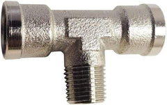 Legris - 3/8 Male Thread x 3/8 Female Thread, Nickel Plated Brass Industrial Pipe Male Branch Tee - MBSPT x FBSPP, 870 psi - Benchmark Tooling