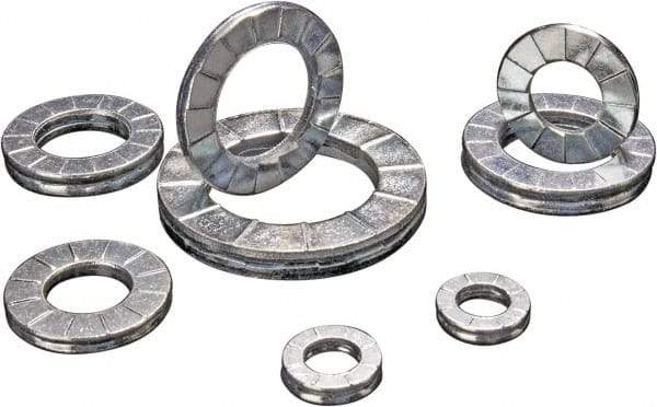 DISC-LOCK - 3/16", 0.401" OD, Zinc Trivalent Chromate, Steel Wedge Lock Washer - Grade 1010 Carbon Steel, 0.198 to 0.208" ID - Benchmark Tooling