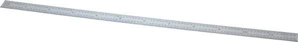 General - 12" Long, 1/100, 1/64, 1/32, 1/10" Graduation, Flexible Steel Rule - 5R Graduation Style, 15/32" Wide, Silver, Satin Chrome Finish - Benchmark Tooling