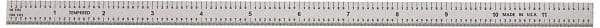 General - 12" Long, 1/100, 1/10" and 0.5, 1mm Graduation, Flexible Steel Rule - Decimal/Metric Graduation Style, 1/2" Wide, Silver, Satin Chrome Finish - Benchmark Tooling