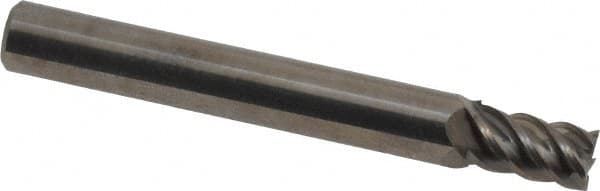 Accupro - 7/32", 3/8" LOC, 1/4" Shank Diam, 2" OAL, 5 Flute, Solid Carbide Square End Mill - Single End, Uncoated, Spiral Flute, 45° Helix, Centercutting, Right Hand Cut, Right Hand Flute - Benchmark Tooling