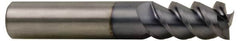 Accupro - 1/4", 3/4" LOC, 1/4" Shank Diam, 2-1/2" OAL, 3 Flute, Solid Carbide Square End Mill - Single End, TiCN Finish, Spiral Flute, 60° Helix, Centercutting, Right Hand Cut, Right Hand Flute - Benchmark Tooling