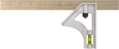 Johnson Level & Tool - 1 Piece, 12" Combination Square Set - 1/8, 1/16 & 1/32" (Inch/Metric) Graduation, Stainless Steel Blade, Plastic Head - Benchmark Tooling