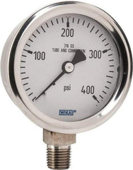 Wika - 2-1/2" Dial, 1/4 Thread, 0-400 Scale Range, Pressure Gauge - Lower Connection Mount, Accurate to 1.5% of Scale - Benchmark Tooling