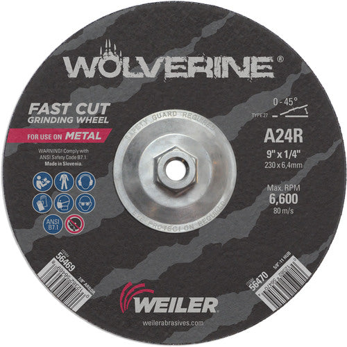 Vortec Pro 9″ × 1/4″ Type 27 Grinding Wheel, A24R, 5/8″-11 UNC Nut - Benchmark Tooling