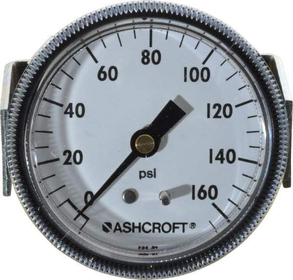 Ashcroft - 2-1/2" Dial, 1/4 Thread, 0-160 Scale Range, Pressure Gauge - Center Back Connection Mount - Benchmark Tooling