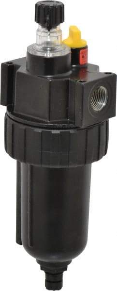 Parker - 3/8" NPT, 250 Max psi Intermediate Micro Mist Lubricator - Metal Bowl with Sight Glass, Zinc Body, 60 CFM, 175°F Max Temp, 2.81" Wide x 7.82" High - Benchmark Tooling