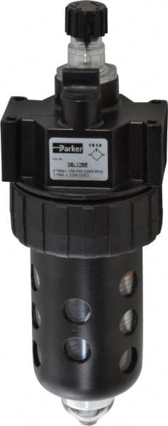 Parker - 1/4" NPT, 150 Max psi Intermediate Mist Lubricator - Polycarbonate Bowl with Sight Glass, Zinc Body, 40 CFM, 125°F Max Temp, 2.81" Wide x 7.82" High - Benchmark Tooling