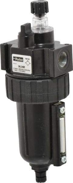 Parker - 3/8" NPT, 250 Max psi Intermediate Mist Lubricator - Metal Bowl with Sight Glass, Zinc Body, 60 CFM, 175°F Max Temp, 2.81" Wide x 7.82" High - Benchmark Tooling