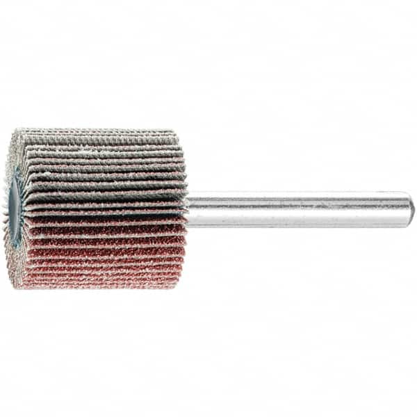 PFERD - 1" Diam x 1" Face Width, Aluminum Oxide Coated Mounted Flap Wheel - 1/4" Shank Mount, 80 Grit, 25,000 Max RPM - Benchmark Tooling
