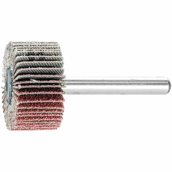 PFERD - 1-3/8" Diam x 5/8" Face Width, Aluminum Oxide Coated Mounted Flap Wheel - 1/4" Shank Mount, 60 Grit, 23,000 Max RPM - Benchmark Tooling