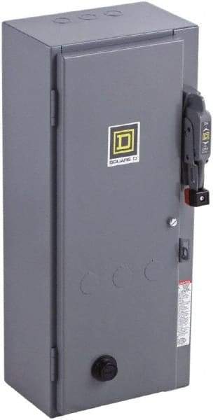 Square D - 3 Pole, 600 VAC, 27 Continuous Amp, 10 hp, Enclosed NEMA Combination Starter - NEMA 1, 30 Amp Short Circuit Protection - Benchmark Tooling