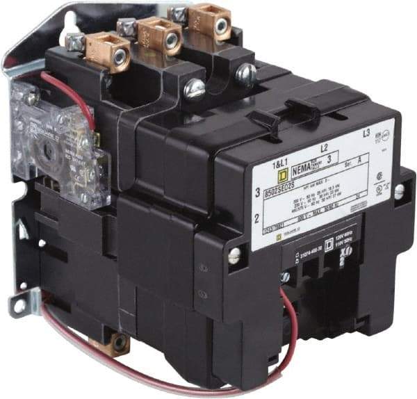 Square D - 2 Pole, 440 Coil VAC at 50 Hz and 480 Coil VAC at 60 Hz, 90 Amp NEMA Contactor - Open Enclosure, 50 Hz at 440 VAC and 60 Hz at 480 VAC - Benchmark Tooling