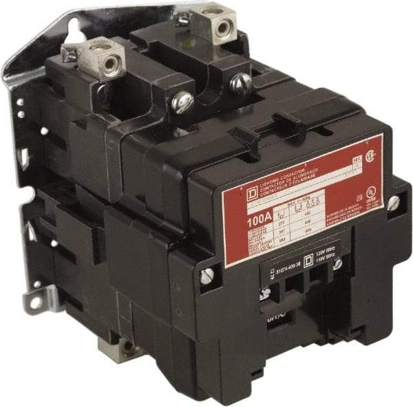Square D - No Enclosure, 2 Pole, Electrically Held Lighting Contactor - 100 A (Tungsten), 24 VAC at 60 Hz - Benchmark Tooling