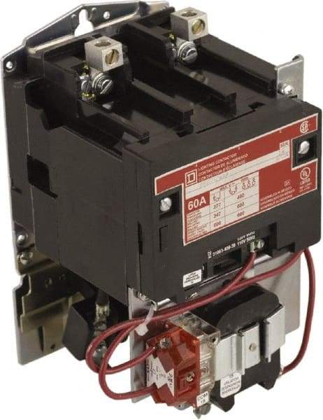 Square D - No Enclosure, 2 Pole, Mechanically Held Lighting Contactor - 60 A (Tungsten), 277 VAC at 60 Hz - Benchmark Tooling