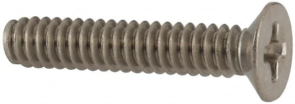 Made in USA - #6-32 UNC, 3/4" OAL Phillips Drive Machine Screw - Flat Head, Grade 18-8 Stainless Steel, Passivated Finish, Without Washer - Benchmark Tooling