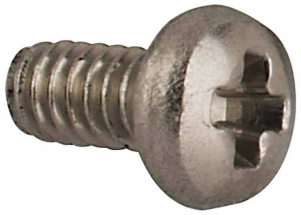 Made in USA - #0-80 UNF, 1/8" Length Under Head Phillips Drive Machine Screw - Pan Head, Grade 18-8 Stainless Steel, Without Washer - Benchmark Tooling