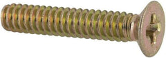 Made in USA - #4-40 UNC, 5/8" OAL Phillips Drive Machine Screw - Flat Head, Grade 3 Steel, Yellow Cadmium-Plated Finish, Without Washer - Benchmark Tooling