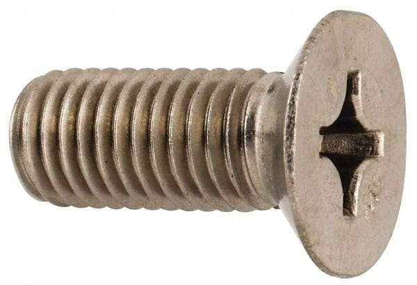 Made in USA - 1/4-28 UNF, 5/8" OAL Phillips Drive Machine Screw - Flat Head, Grade 18-8 Stainless Steel, Passivated Finish, Without Washer - Benchmark Tooling