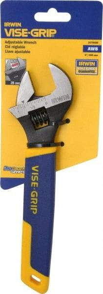 Irwin - 1-1/8" Jaw Capacity, 8" Standard Adjustable Wrench - Chrome Vanadium Steel, Chrome Finish - Benchmark Tooling