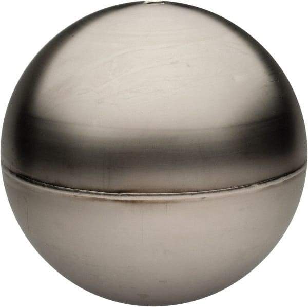 Made in USA - 2" Diam, Spherical, Tubed Through Connection, Metal Float - 1/4" Rod Thread, Stainless Steel, 850 Max psi, 26 Gauge - Benchmark Tooling