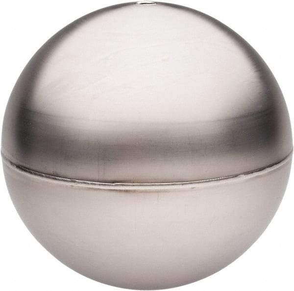 Made in USA - 8" Diam, Spherical, Tubed Through Connection, Metal Float - 3/8" Rod Thread, Stainless Steel, 450 Max psi, 20 Gauge - Benchmark Tooling