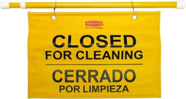 Rubbermaid - "Closed for Cleaning/Cerrado Por Limpieza", 13" Long, Pressure-Sensitive Vinyl Safety Sign - Rectangle, Use for Accident Prevention - Benchmark Tooling