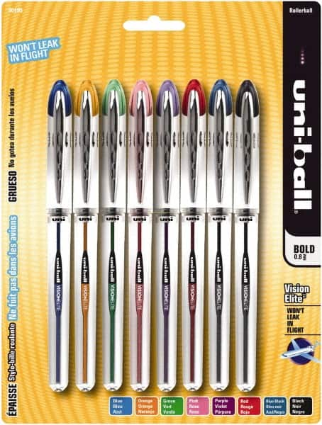 Uni-Ball - Roller Ball 0.5mm Refill Cards - Black, Blue, Black/Blue, Green, Orange, Pink, Purple & Red - Benchmark Tooling