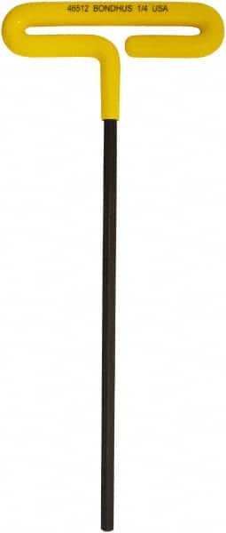 Bondhus - 1/4" Hex, T-Handle Cushion Grip, Hex Key - 251mm OAL, Inch System of Measurement - Benchmark Tooling