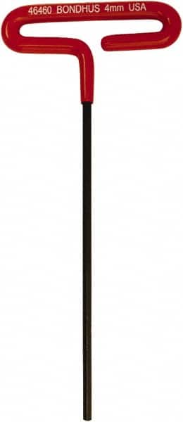 Bondhus - 4mm Hex, T-Handle Cushion Grip, Hex Key - 170mm OAL, Metric System of Measurement - Benchmark Tooling