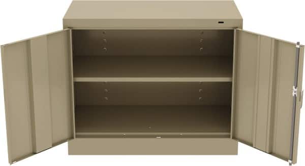 Tennsco - 2 Shelf Locking Storage Cabinet - Steel, 36" Wide x 18" Deep x 30" High, Sand - Benchmark Tooling