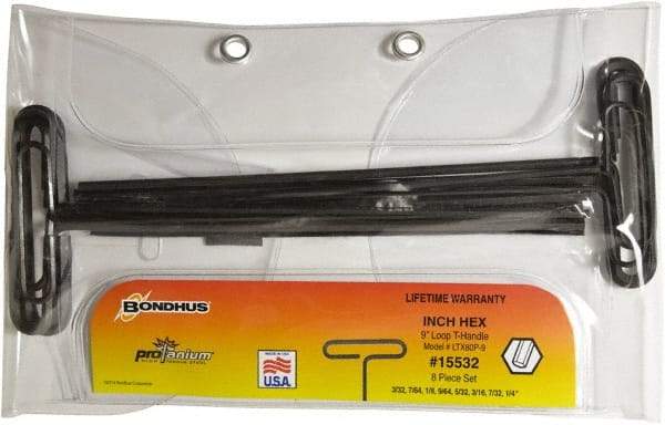 Bondhus - T-Handle Hex Key Set - Hex Range 3/32 to 1/4", Protanium High Torque Steel - Benchmark Tooling
