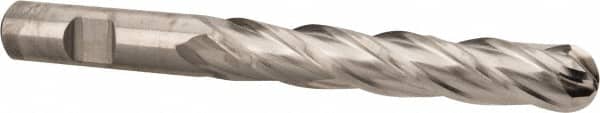 Melin Tool - 1/2" Diam, 3" LOC, 4 Flute Cobalt Ball End Mill - Uncoated, Single End, 5" OAL, 1/2" Shank Diam, Spiral Flute - Benchmark Tooling