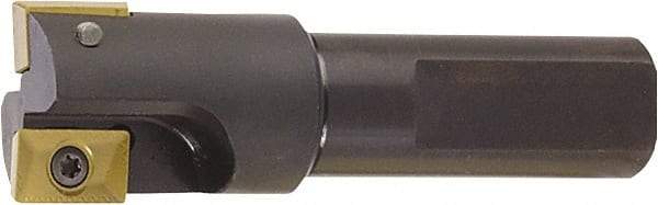 Kyocera - 11/16" Cut Diam, 0.6" Max Depth of Cut, 3/4" Shank Diam, 2.9" OAL, Indexable Square Shoulder End Mill - XPMT 15T3 Inserts, Flatted Shank, 90° Lead Angle - Benchmark Tooling