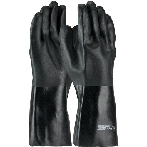 58-8040DD Coated Supported Gloves - ProCoat - Supported PVC - Jersey Lined - Black - Rough Acid Fnsh - 14 Inch - Exact Industrial Supply