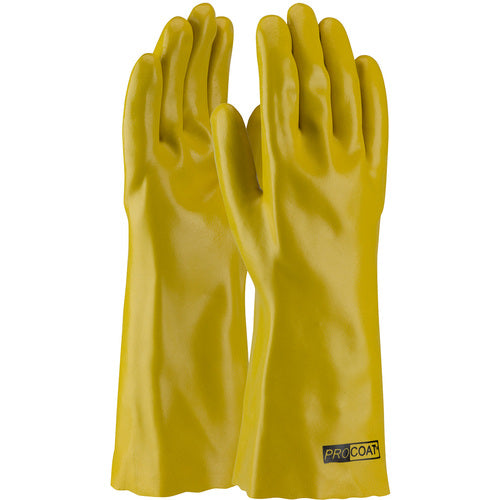 58-8040Y Coated Supported Gloves - ProCoat - Supported PVC - Jersey Lined - Yellow - Smooth Finish - 14 Inch - Exact Industrial Supply