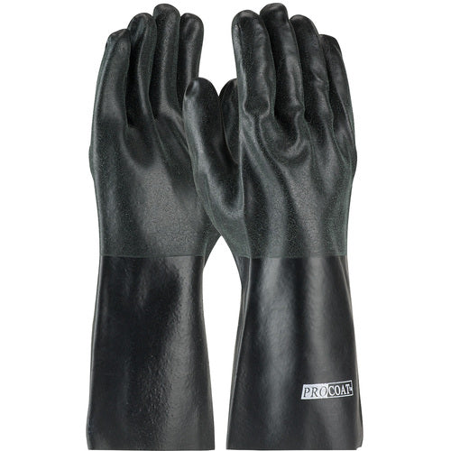 58-8140DD Coated Supported Gloves - ProCoat - Supported PVC - Interlock Lined - Black - Sandy Finish - 14 Inch - Exact Industrial Supply