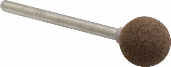Grier Abrasives - 1/2" Max Diam x 1-3/4" Long, Ball B121, Rubberized Point - Medium Grade, Aluminum Oxide, Mounted - Benchmark Tooling